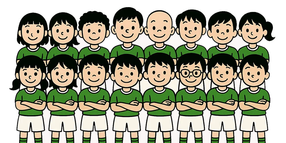 デザイン手数料の説明イラスト・サッカー(全員で作成)