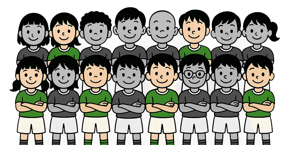 デザイン手数料の説明イラスト・サッカー(一部のメンバーで作成)