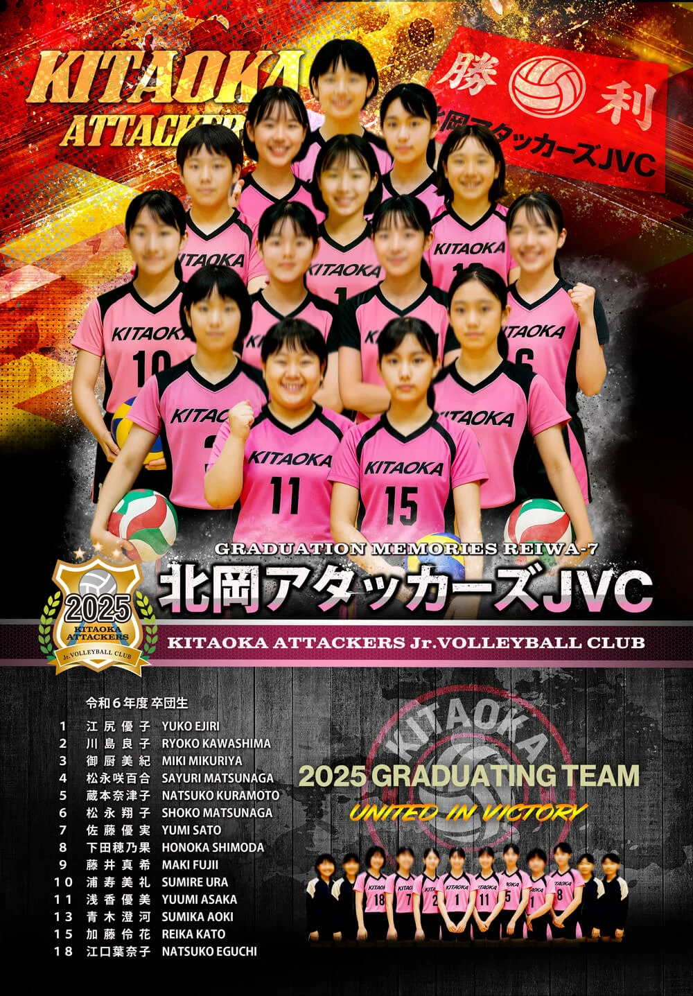 デザインパネル・デザインデーター【卒部記念品・卒団記念品】小学生バレー記念品