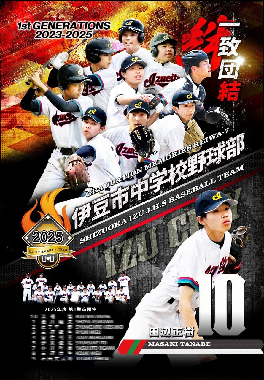 中学野球卒部記念品(伊豆中学校)
